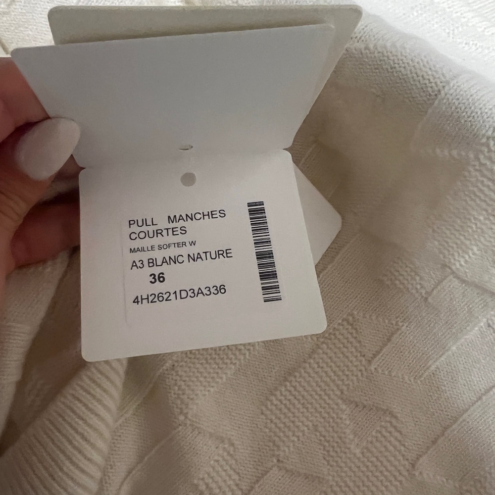 NEW Hermes “H" short-sleeve sweater wool sweater top Sz 36 XS/S ivory US… - Picture 8 of 9